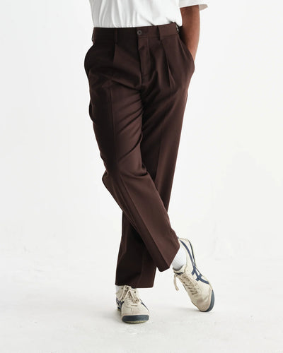 Aubyn Wool Blend  Twill Trousers - Brown