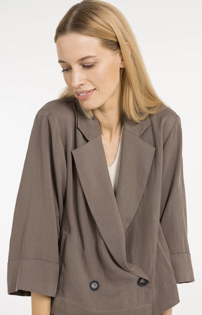Blazer with Kimono Sleeves - Washed Brown