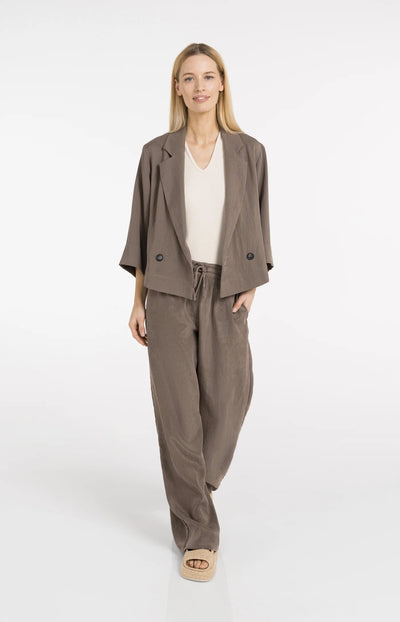 Blazer with Kimono Sleeves - Washed Brown
