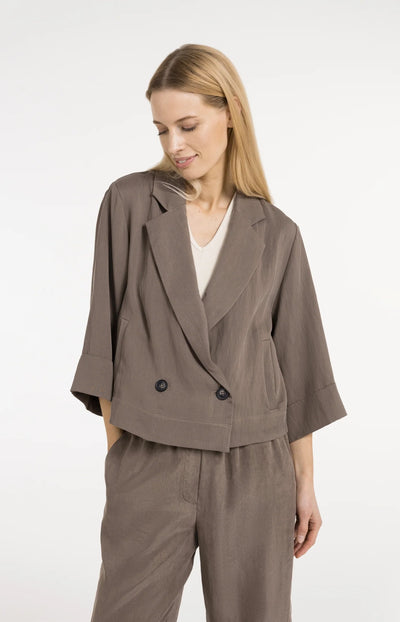 Blazer with Kimono Sleeves - Washed Brown