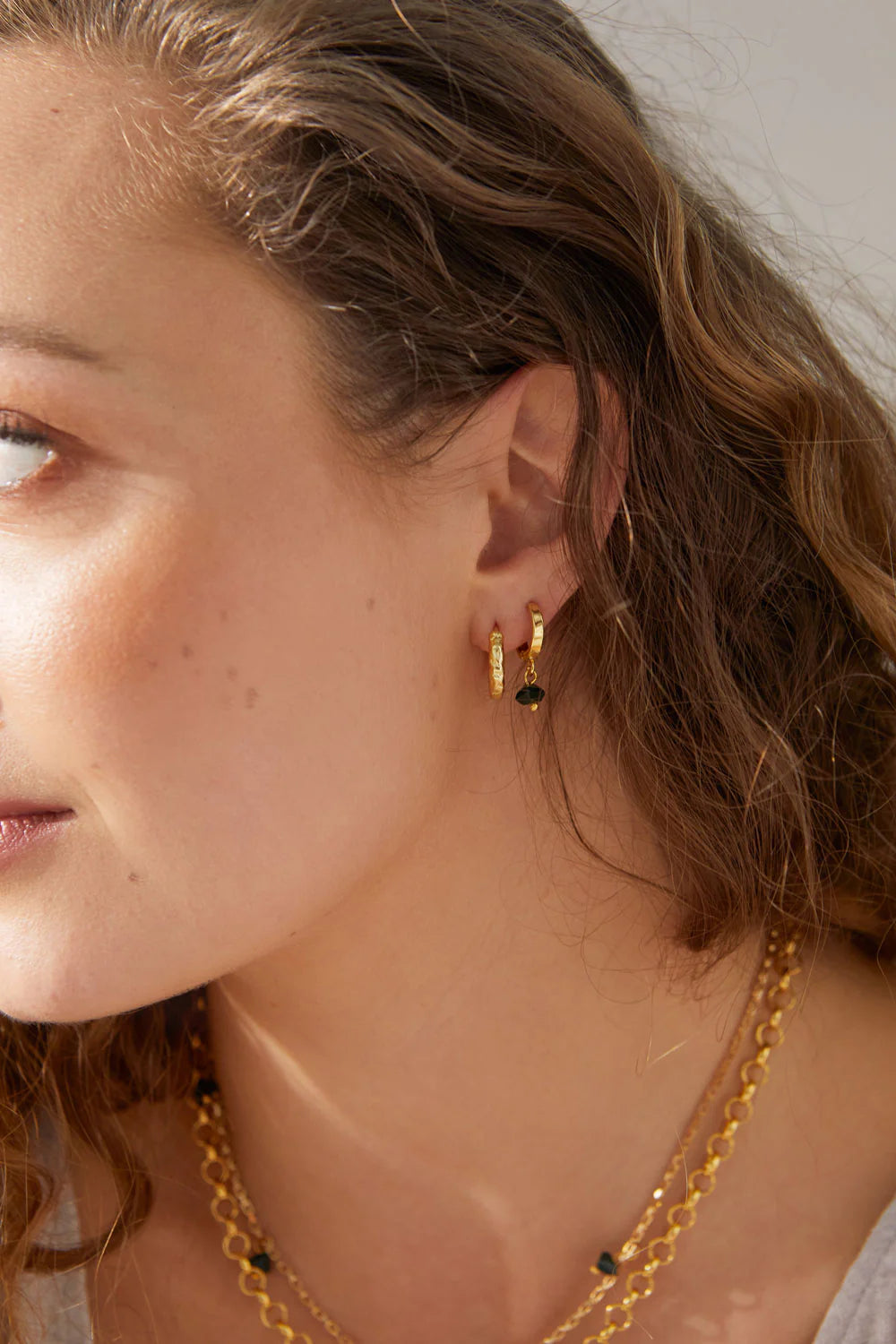 Bora Textured Oval Hoops - Gold Plating