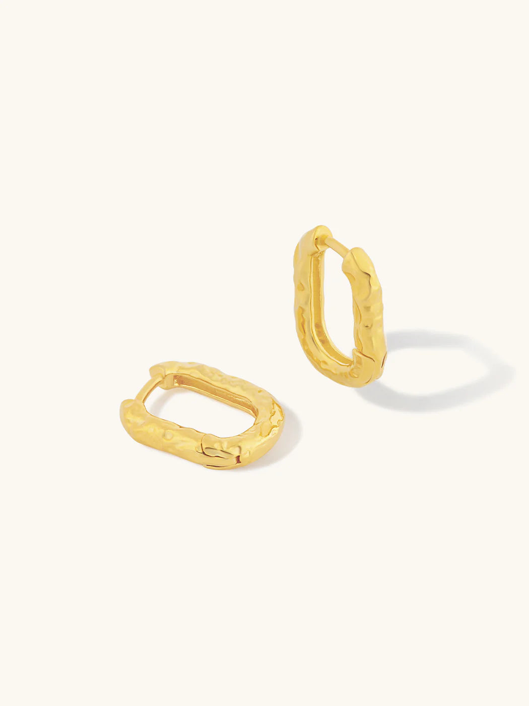 Bora Textured Oval Hoops - Gold Plating