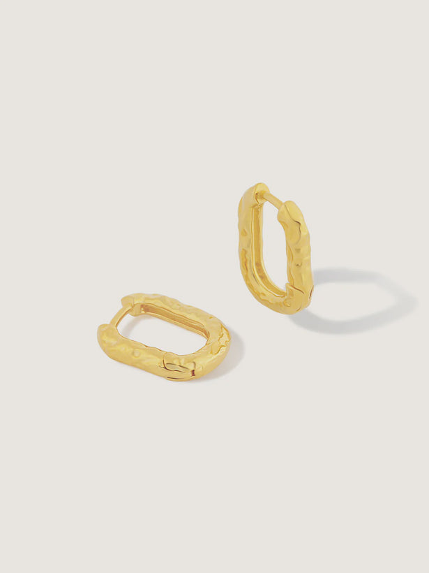 Bora Textured Oval Hoops - Gold Plating