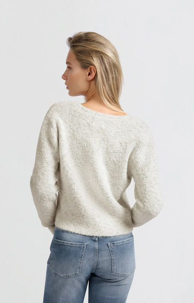 Boucle Cardigan with Colourful Accents - Off White