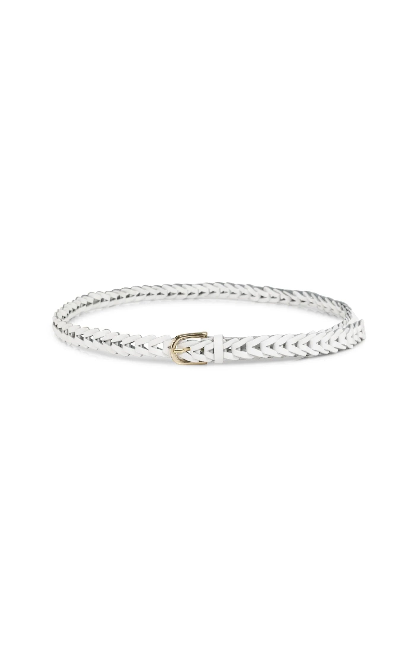 Braided Leather Belt - White