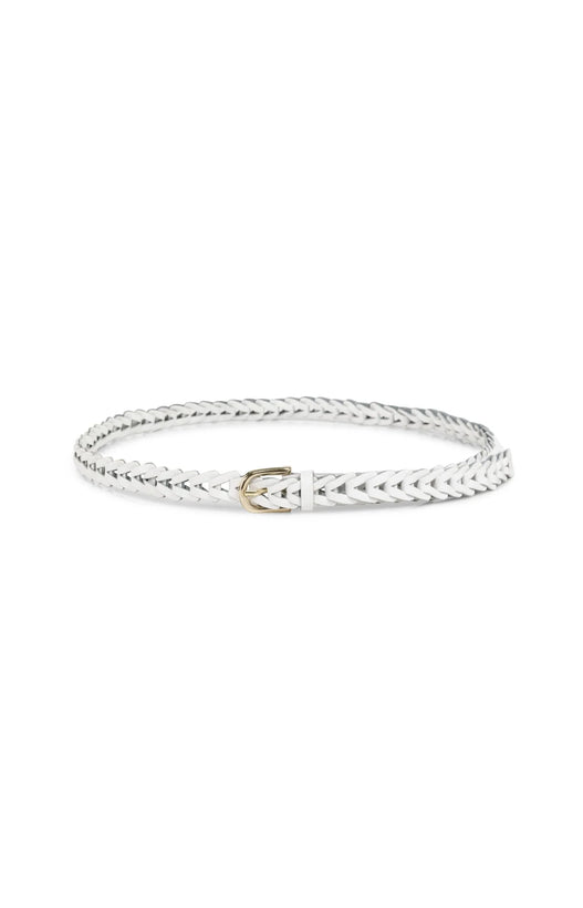 Braided Leather Belt - White