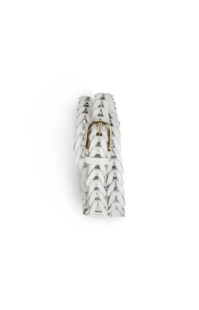 Braided Leather Belt - White