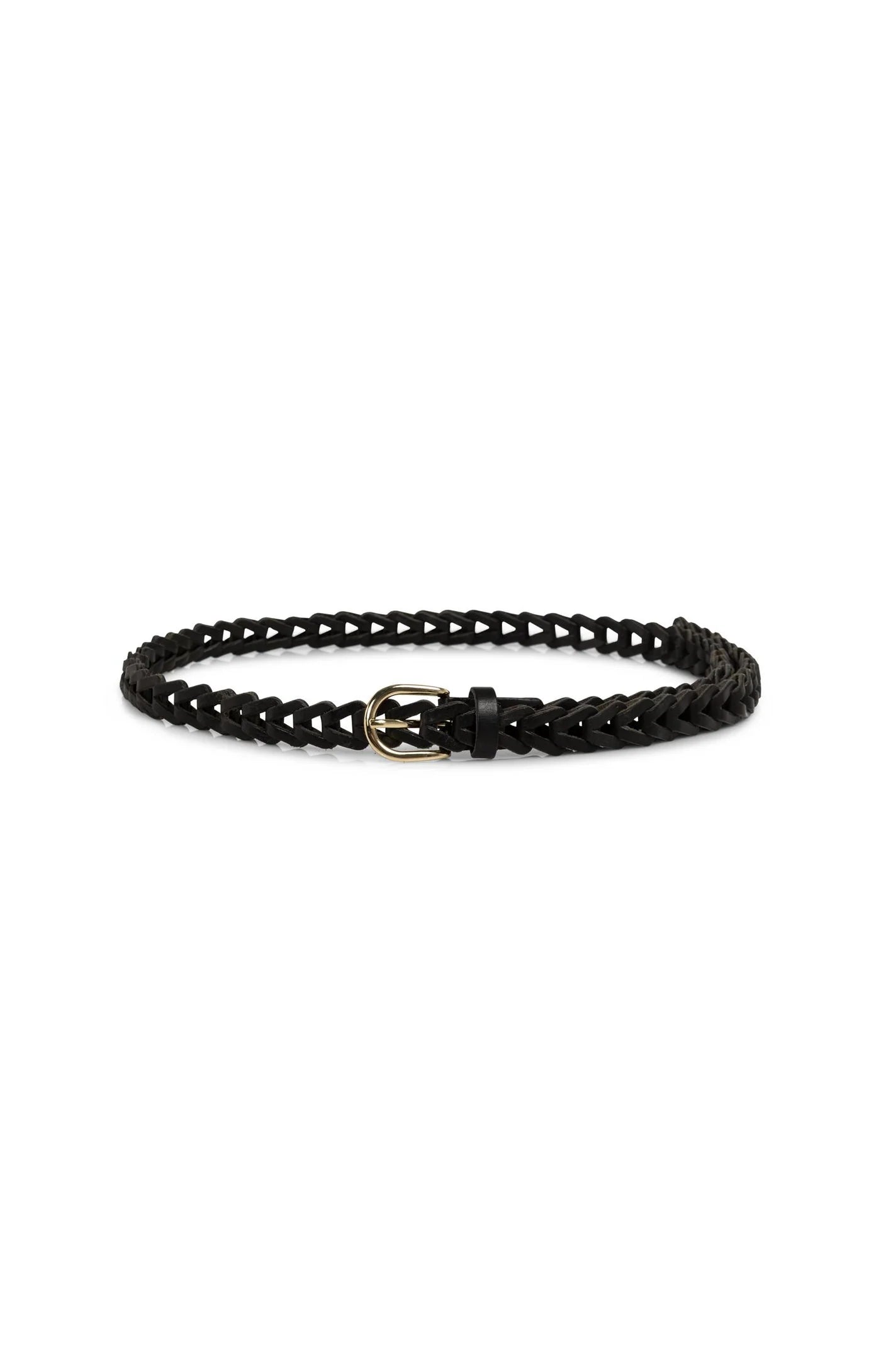 Braided Leather Belt - Black