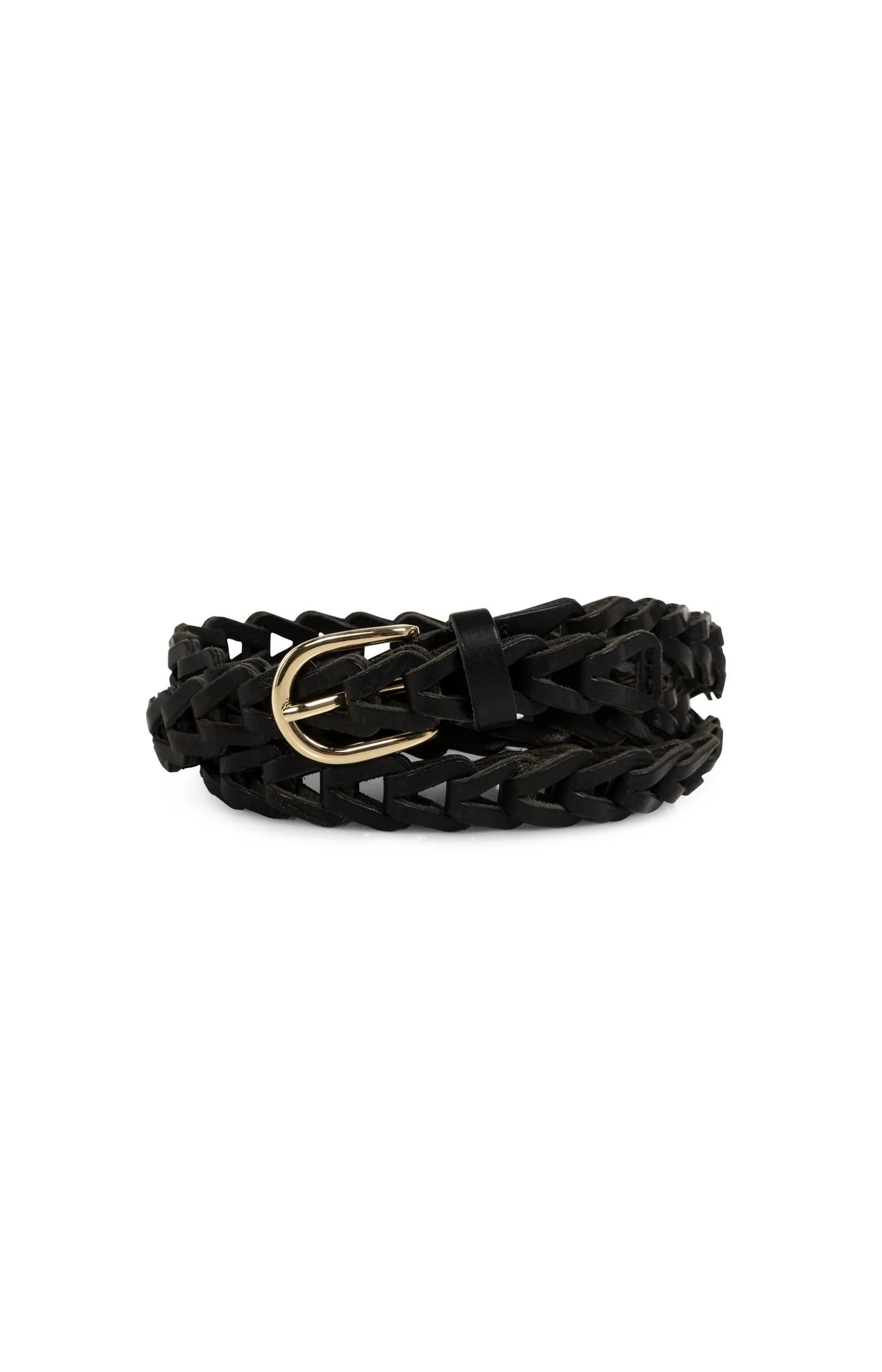 Braided Leather Belt - Black