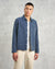 Breton Overshirt -  Indigo And Ecru Geometric Grid Stitch