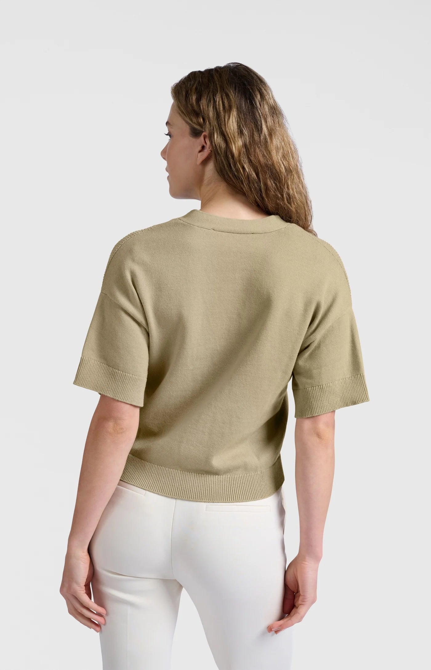 Cardigan with Ribbed Details - Soft Green