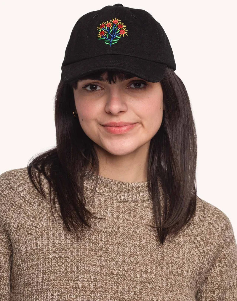 Blossom Yourself  Six-Panel Cap - Black Denim
