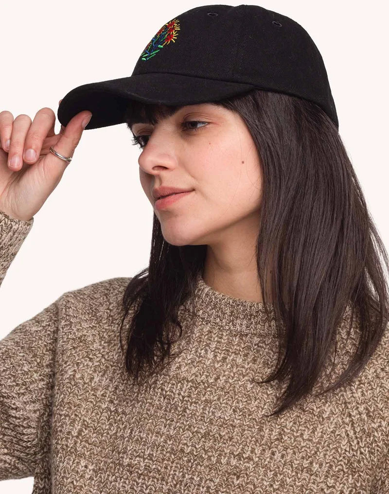 Blossom Yourself  Six-Panel Cap - Black Denim