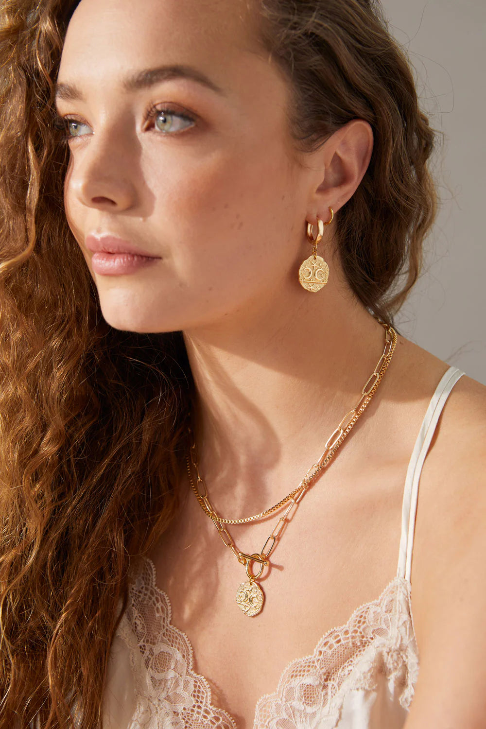 Galaxy Medallion Hoops - Gold Plating