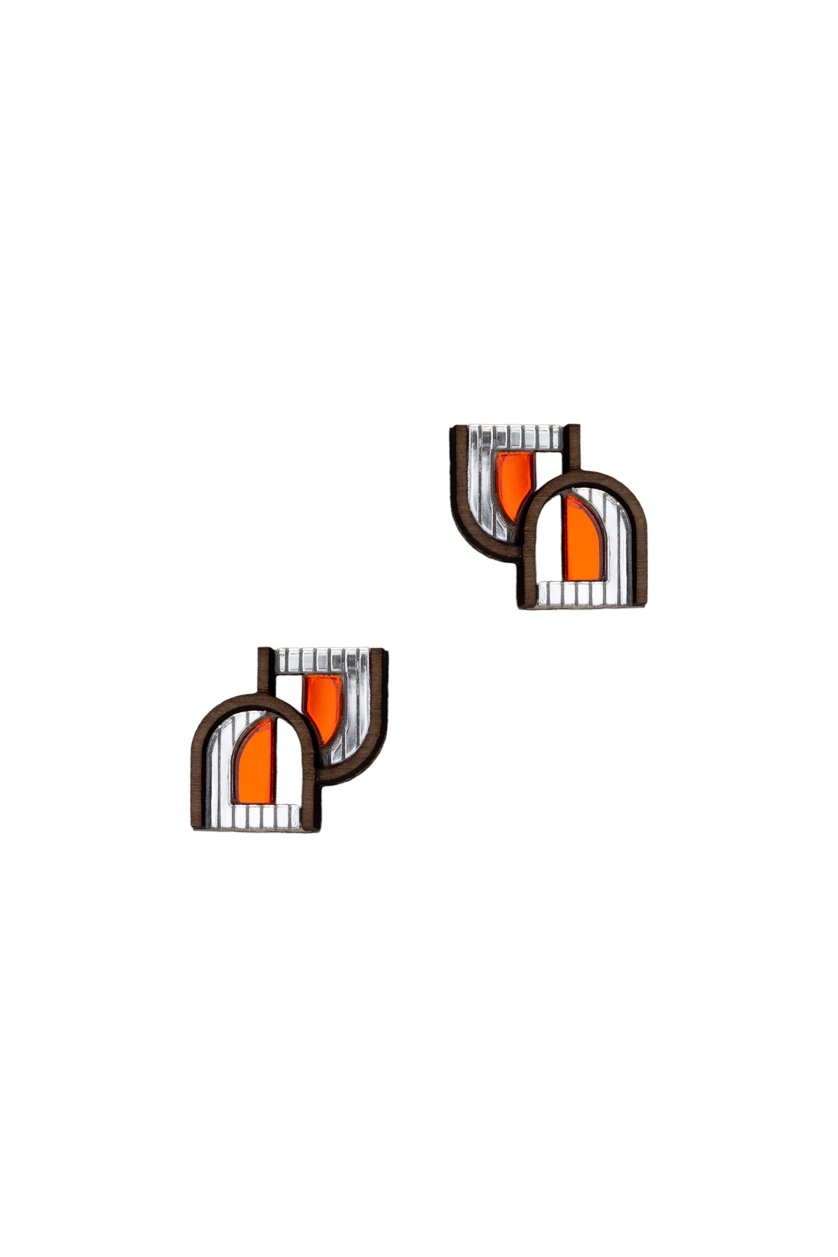 Arch Window Studs - Silver & Orange