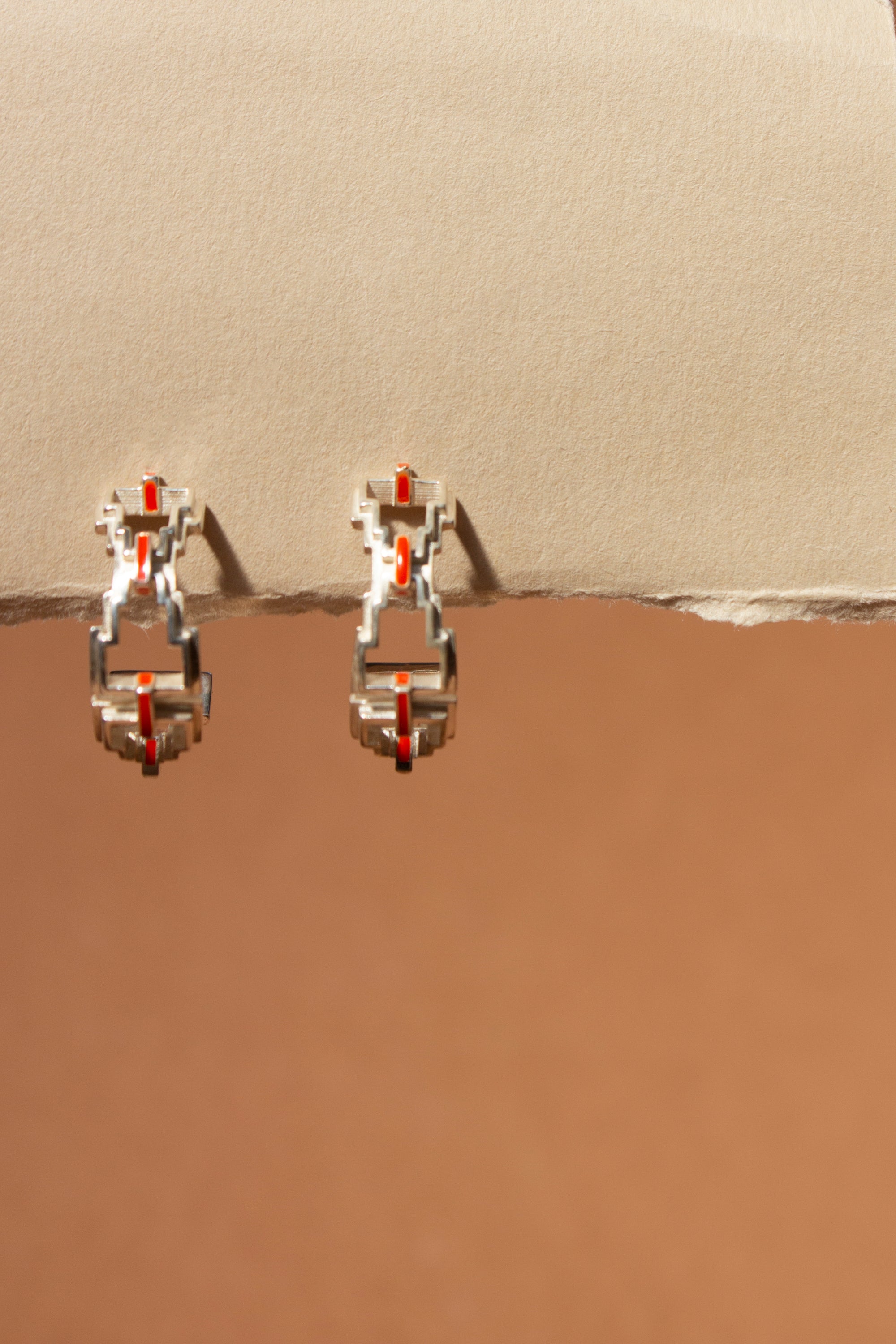 Mayan Hoops (Small) - Silver Tangerine