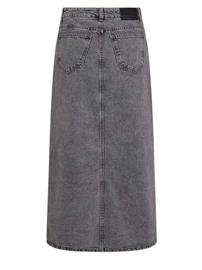 Vika CC Asym Slit Denim Skirt - Mid Grey