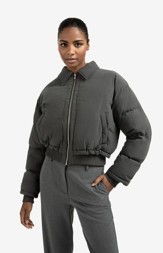 Nylon Padded Jacket - Oyster Black