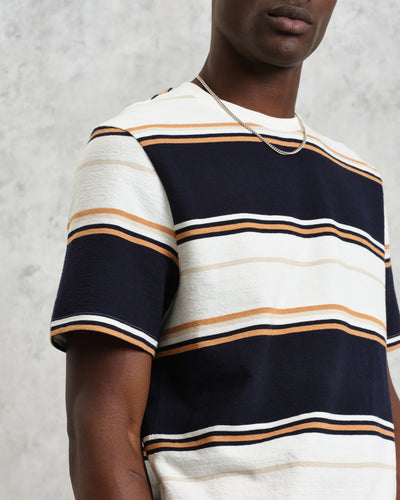 Dean Tee - Navy & Ecru Striped Deck