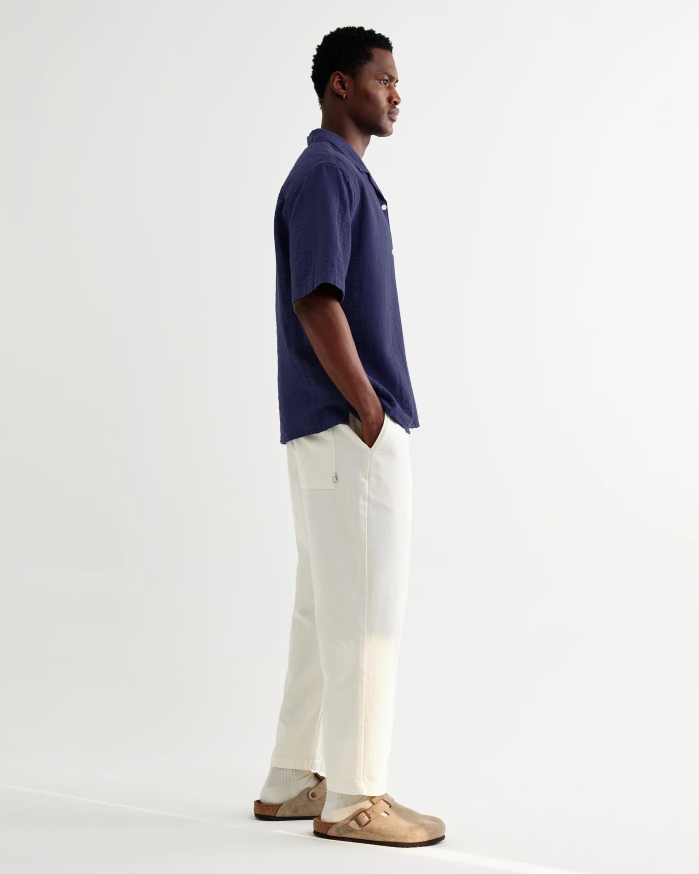 Didcot Shirt Double Weave Grid - Dark Blue