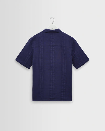 Didcot Shirt Double Weave Grid - Dark Blue