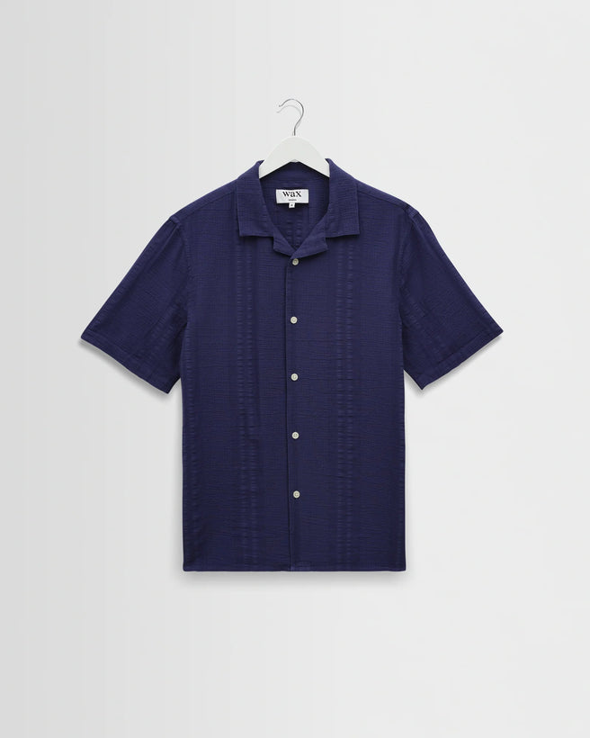 Didcot Shirt Double Weave Grid - Dark Blue