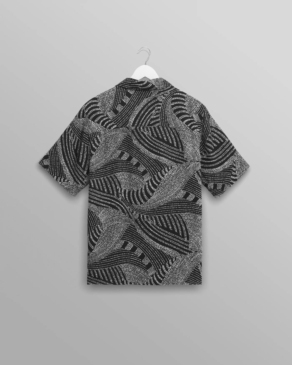 Didcot Shirt - Navy And Ecru Swirl Print