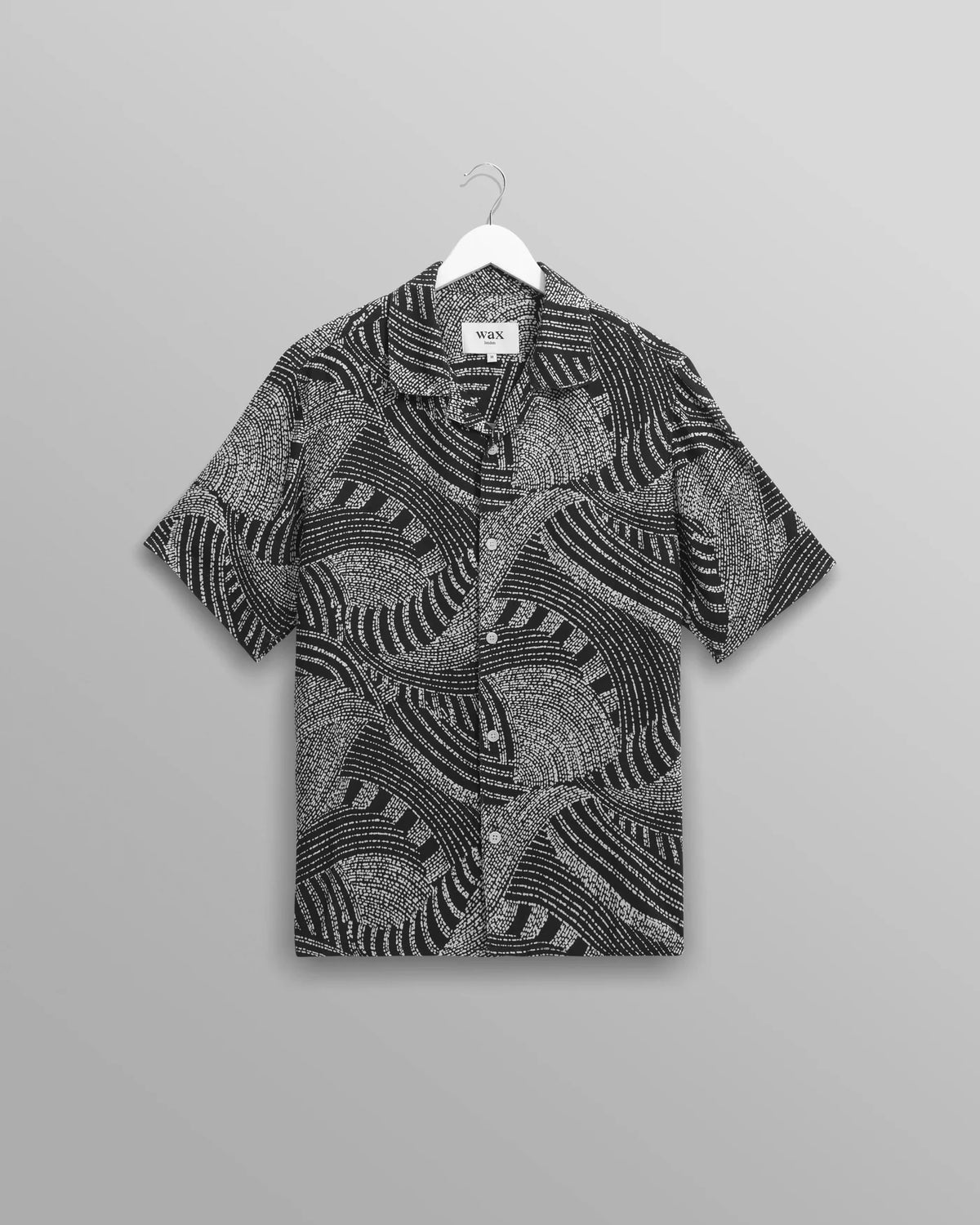 Didcot Shirt - Navy And Ecru Swirl Print