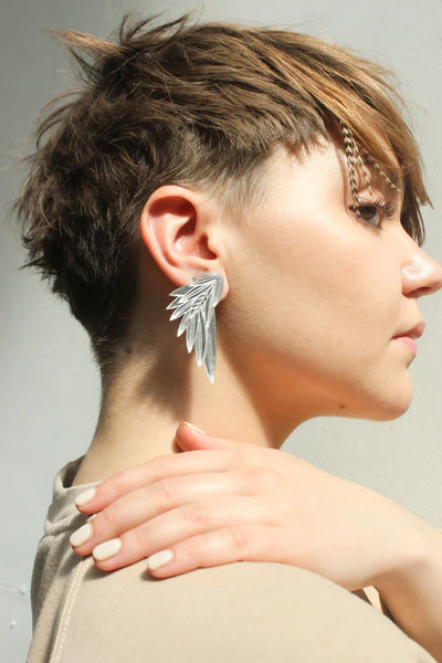 Wing Earrings (Large) - Silver