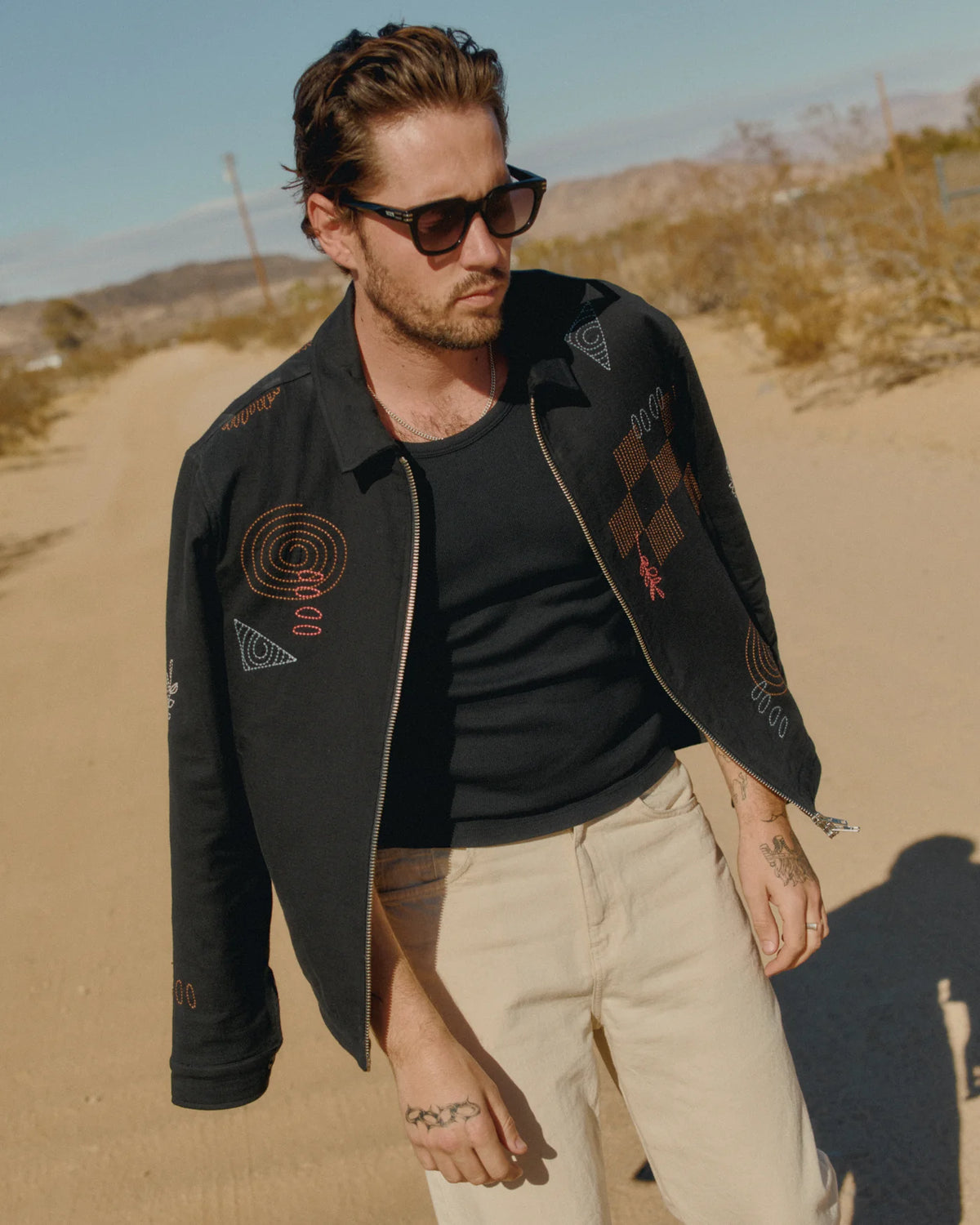 Eldon Jacket - Black Doodle Embroidered