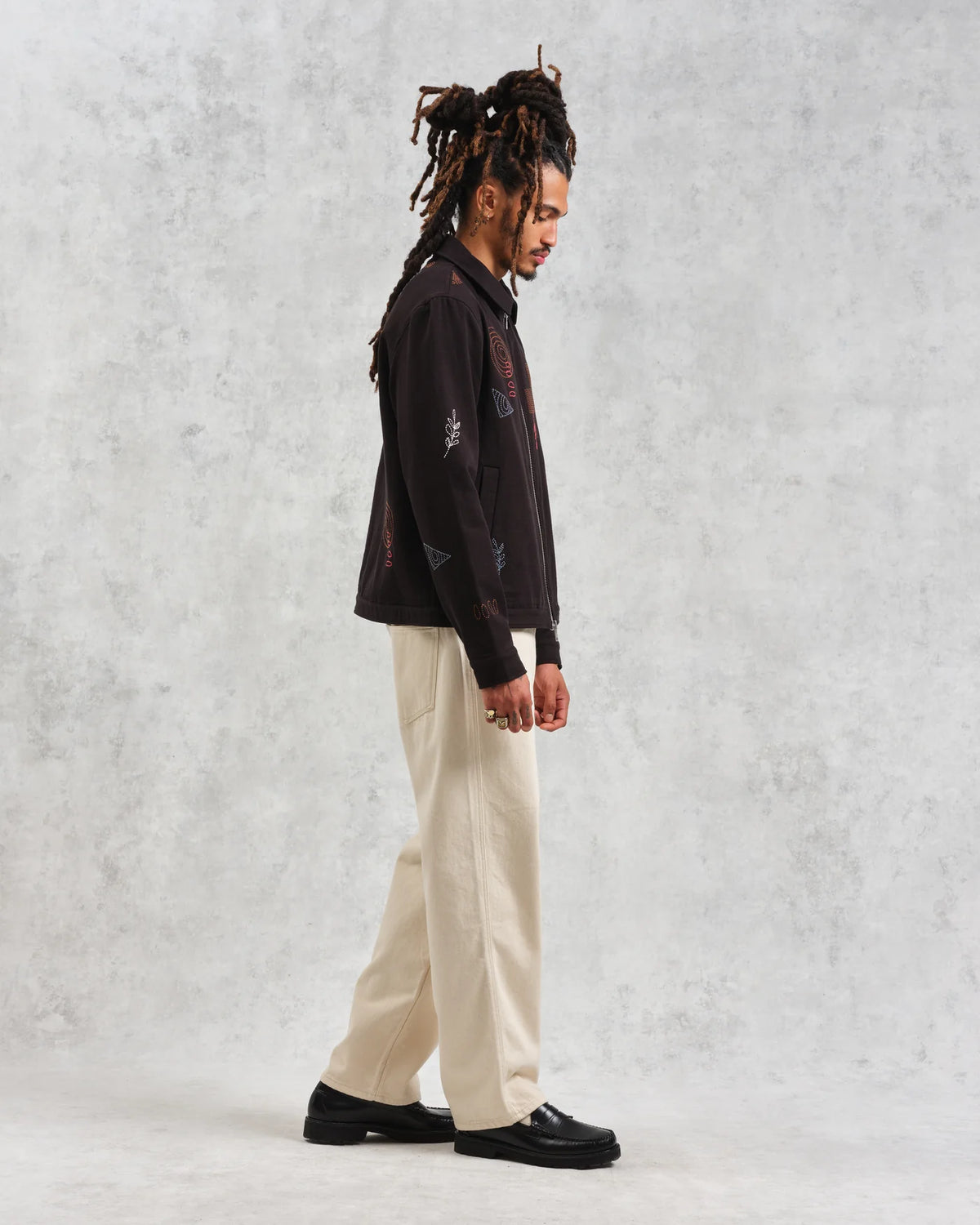 Eldon Jacket - Black Doodle Embroidered