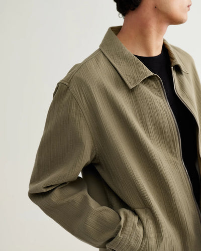 Eldon Jacket Cotton Linen Crinkle - Khaki
