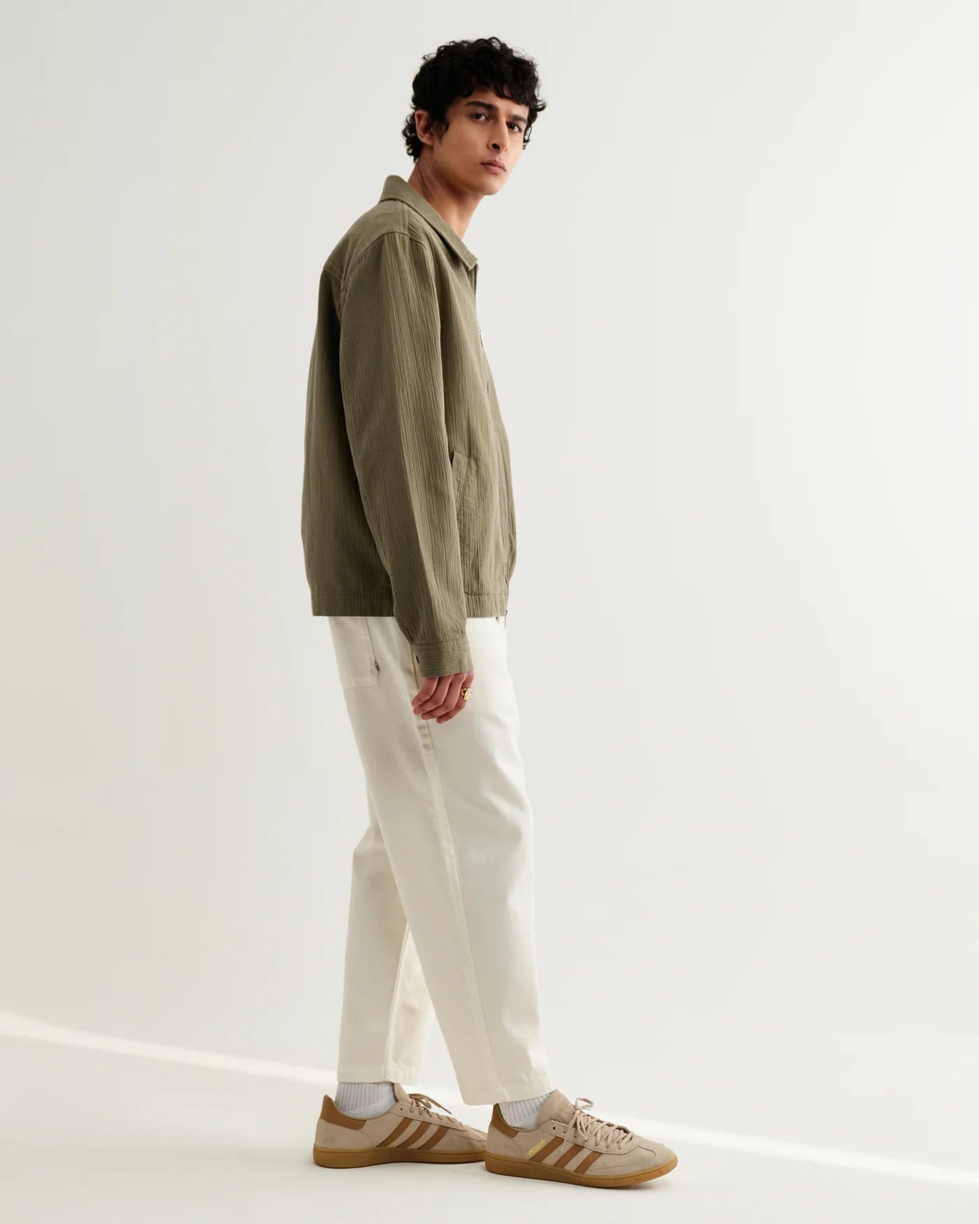 Eldon Jacket Cotton Linen Crinkle - Khaki