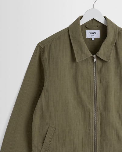 Eldon Jacket Cotton Linen Crinkle - Khaki