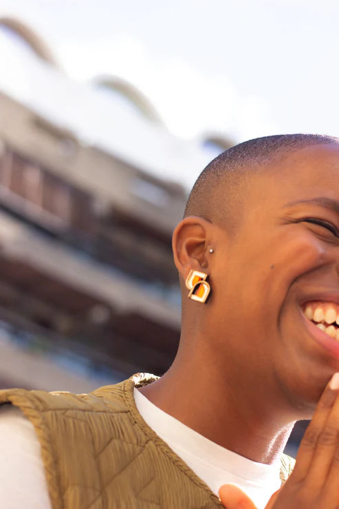 Arch Window Studs - Gold & Orange