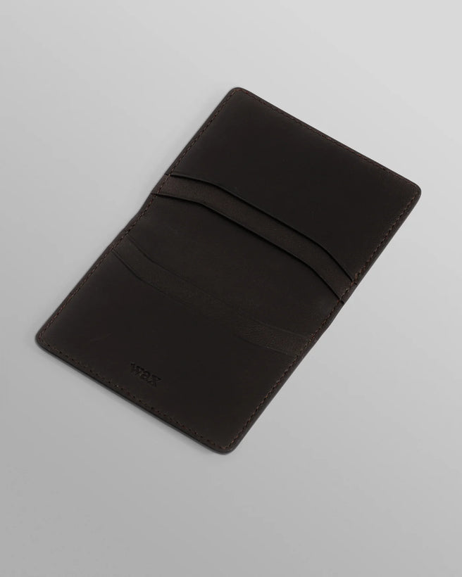 Forbe Retro Grain Leather Cardholder- Dark Brown