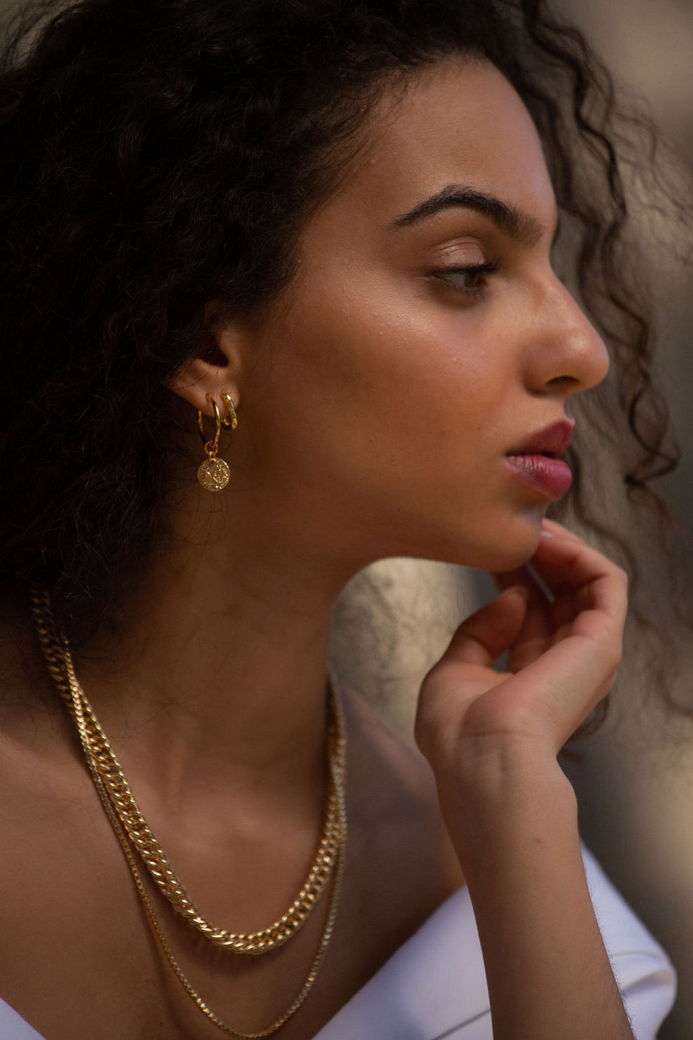 Bora Textured Oval Hoops - Gold Plating