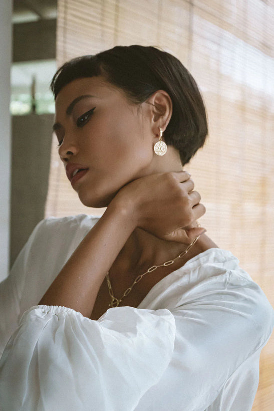 Galaxy Medallion Hoops - Gold Plating