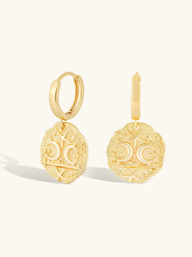 Galaxy Medallion Hoops - Gold Plating