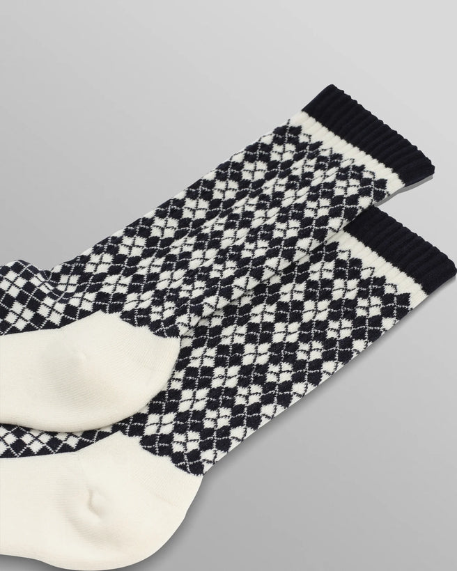 Galway Socks - Navy/Ecru