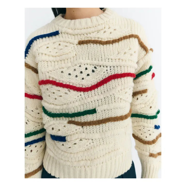 Macrame Candela Knitted Sweater - Multicolour Ecru