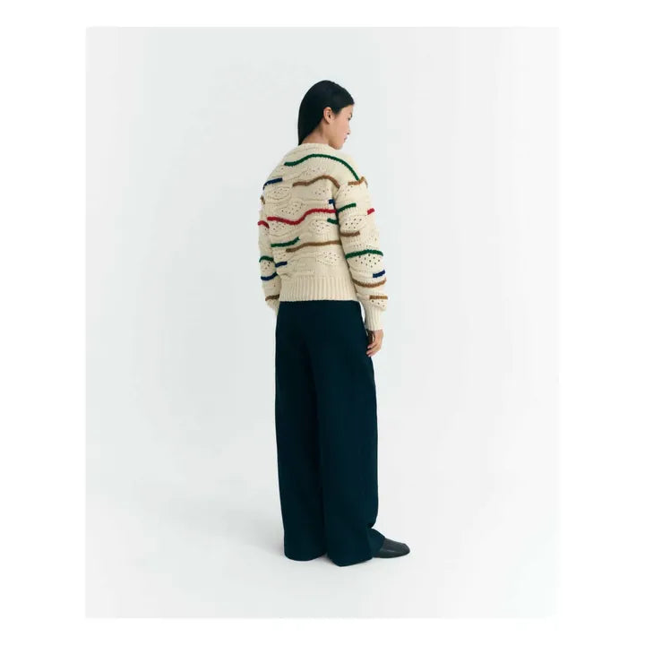 Macrame Candela Knitted Sweater - Multicolour Ecru
