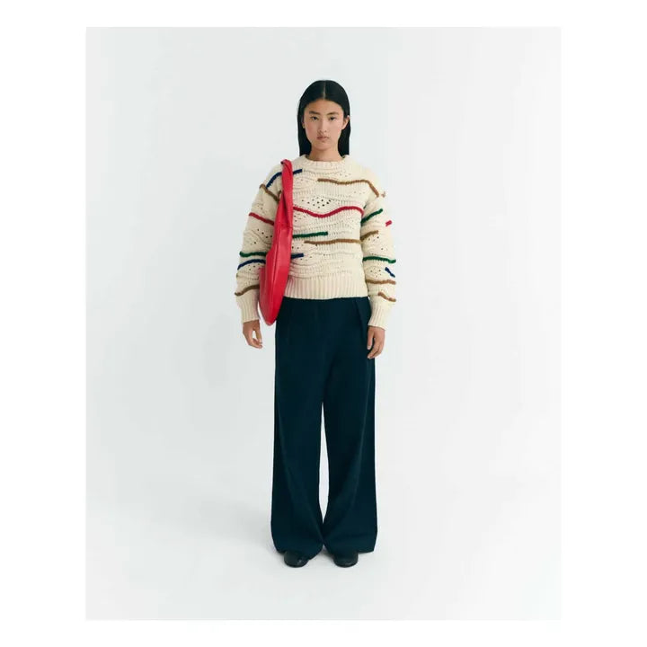 Macrame Candela Knitted Sweater - Multicolour Ecru