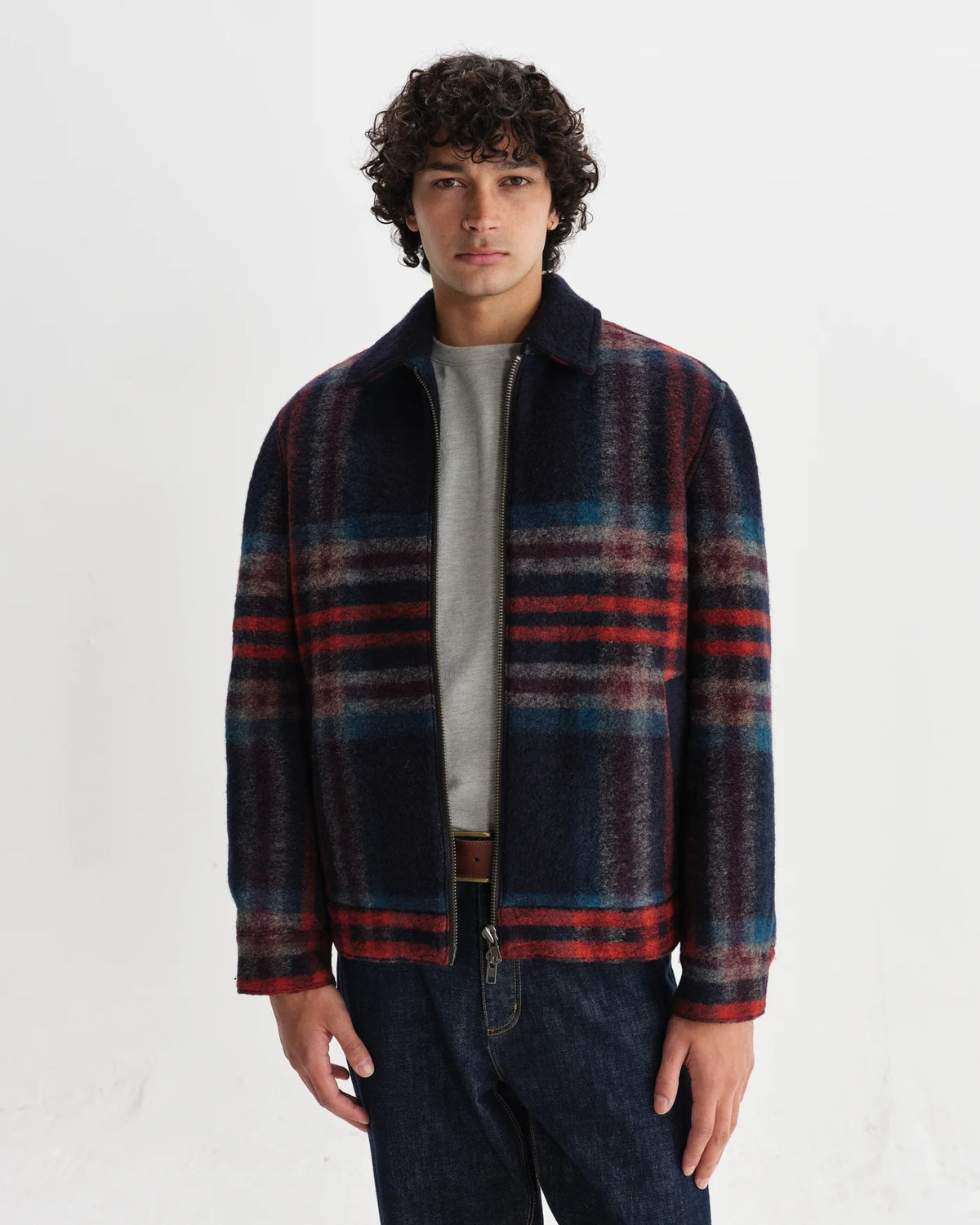 Heath Italian Wool Jacket - Navy And Multicolour Check