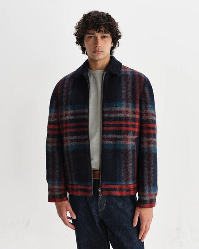 Heath Italian Wool Jacket - Navy And Multicolour Check