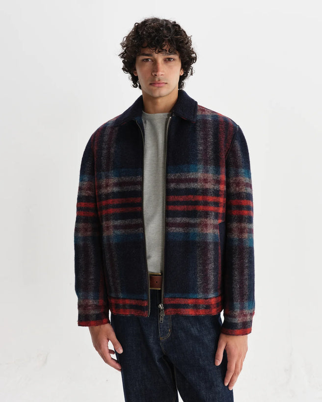 Heath Italian Wool Jacket - Navy And Multicolour Check
