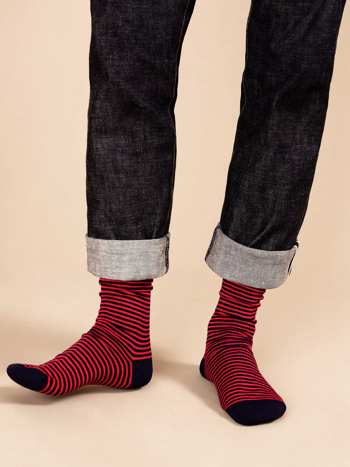 Nautical Striped Men's Crew - Navy/Red