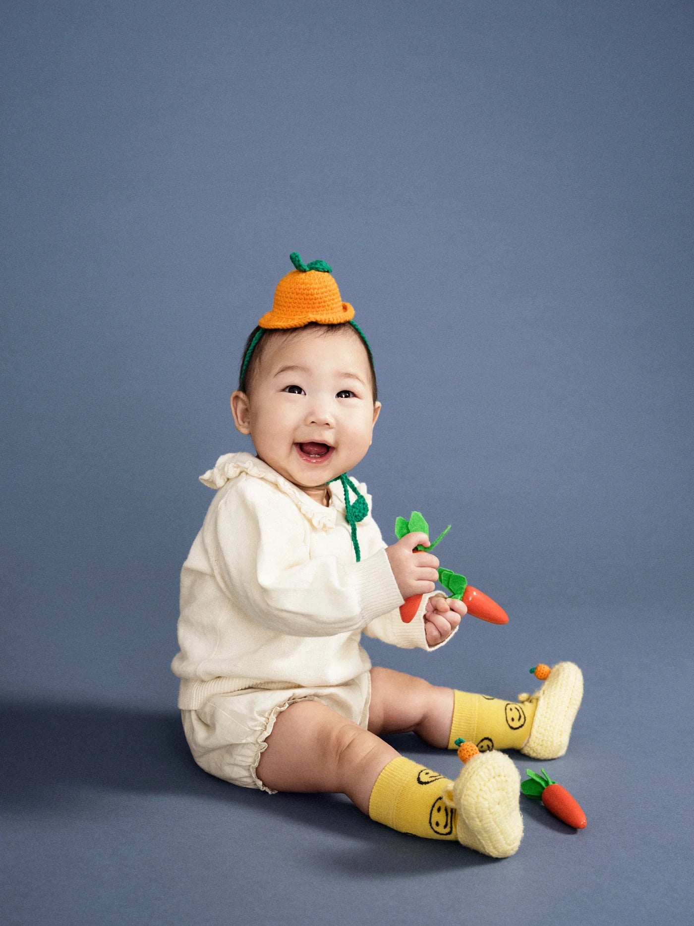 Mini Smile Emoji Kids Crew - Mustard