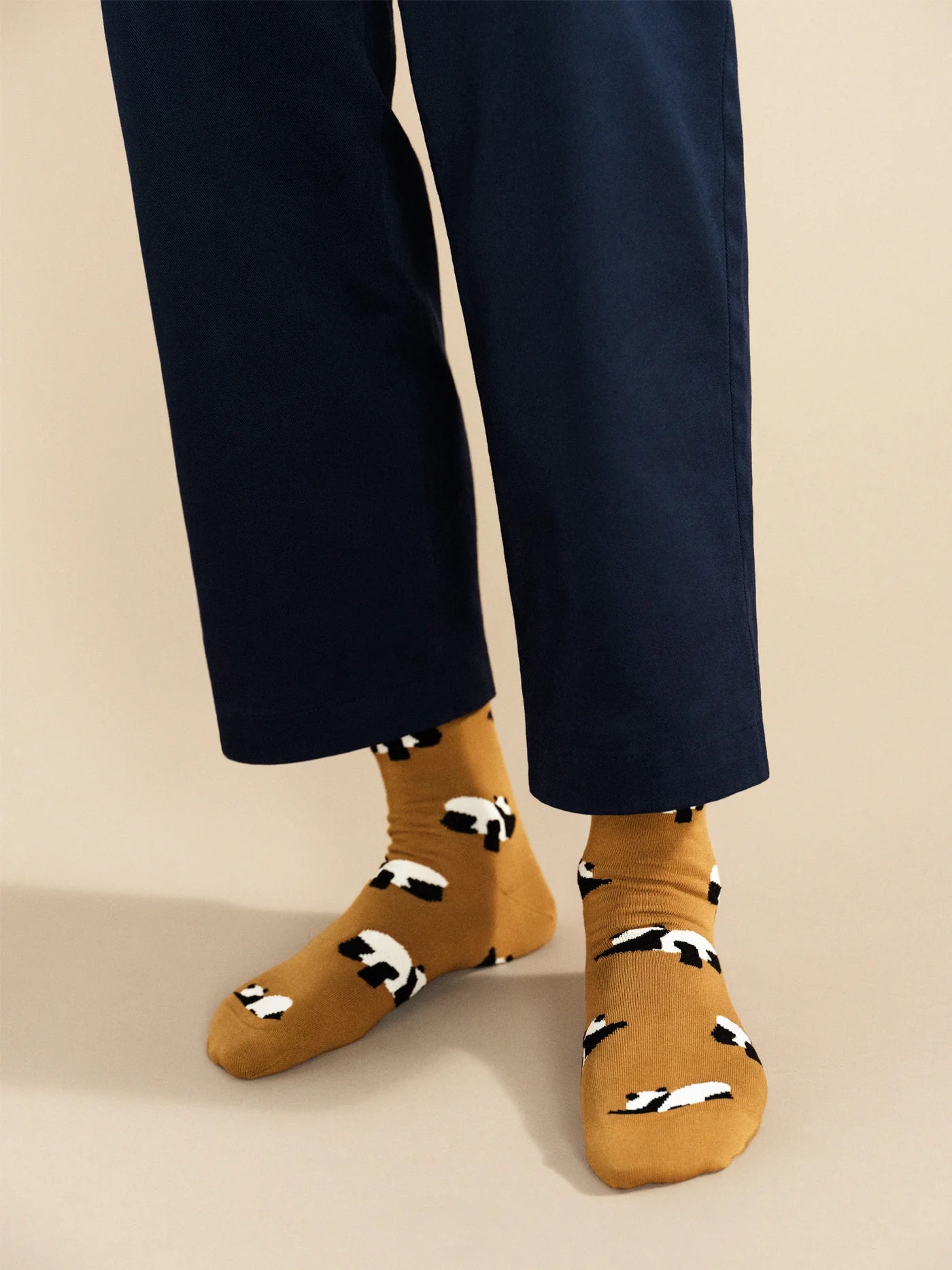 Downward Panda Men's Crew - Ochre