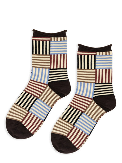 Striped Tile Crew - Brown